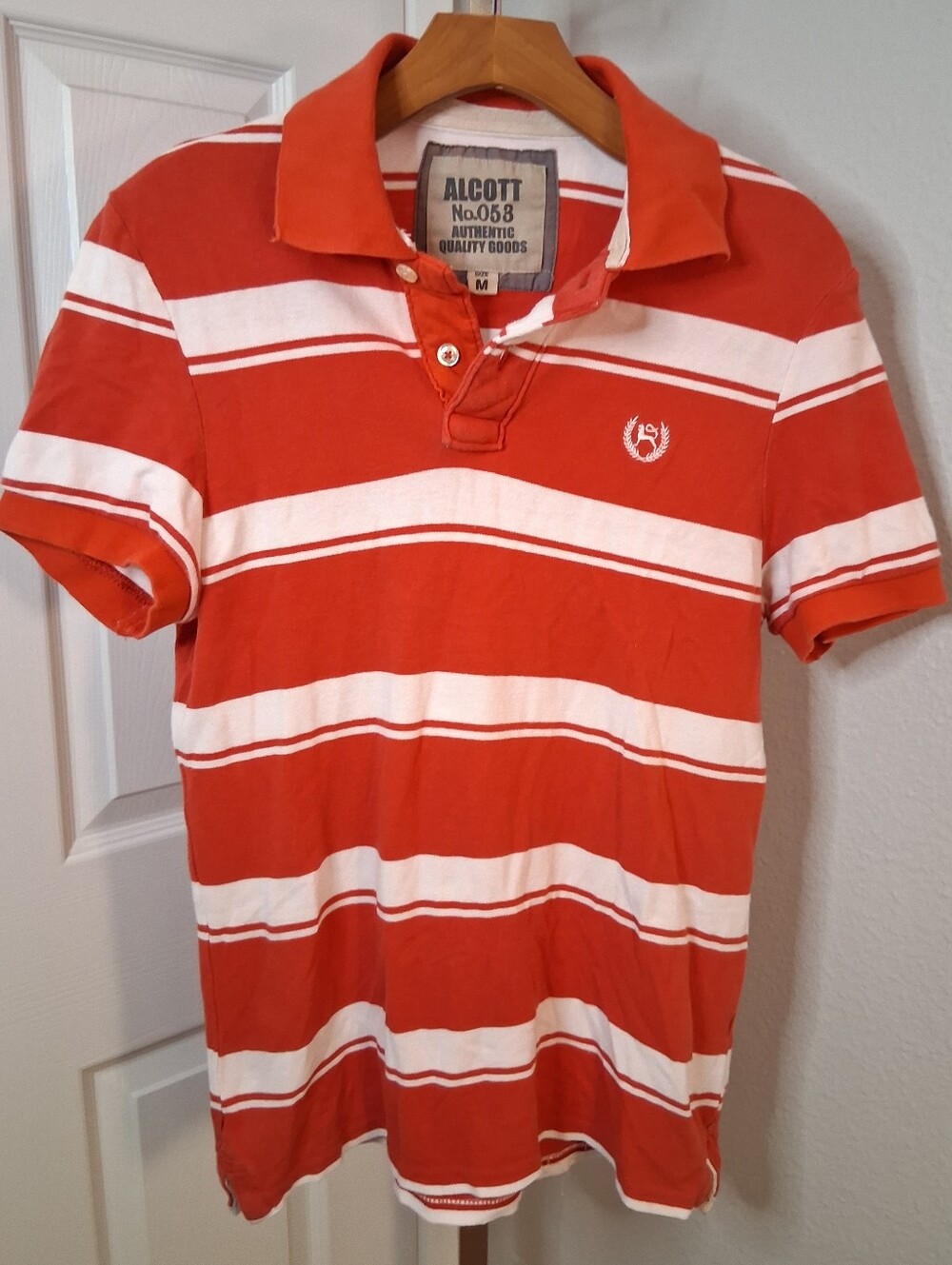 Alcott Polo Shirt Red And White Striped Medium